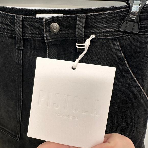 PISTOLA NWT Penny Utility High Rise Wide Leg Black Denim in Collins // 24 - Picture 9 of 16